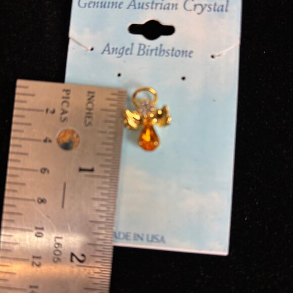 Austrian Crystal Topaz Guardian Angel Pendant Tie Tac VTG NWOT - Picture 4 of 4